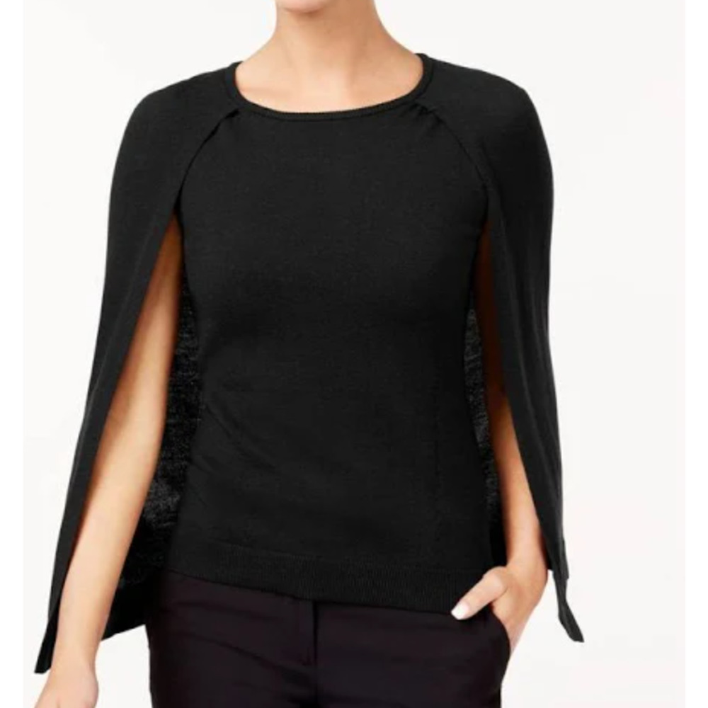Kobi Halperin Lilianna Black Cape Sweater Size Medium Chic Business Basic Clean